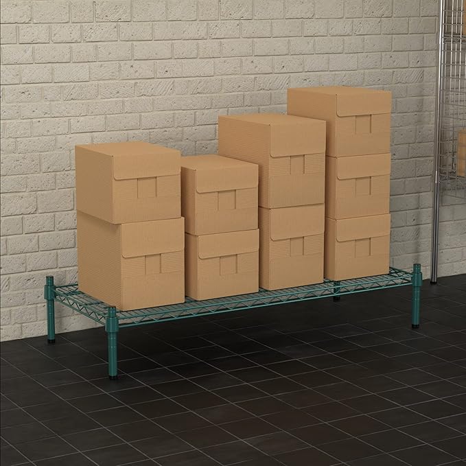 18 x 42 NSF Green Wire Stationary Dunnage Storage Rack with 8 Posts Ideal for Commercial Kitchen Home Garage Warehouse Shelters