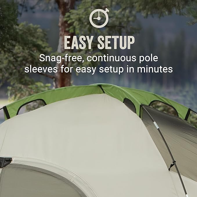 Coleman Montana 8-Person Camping Tent with Rainfly Weatherproof Family Tent Sets Up in 15 Mins Fits Multiple Airbeds