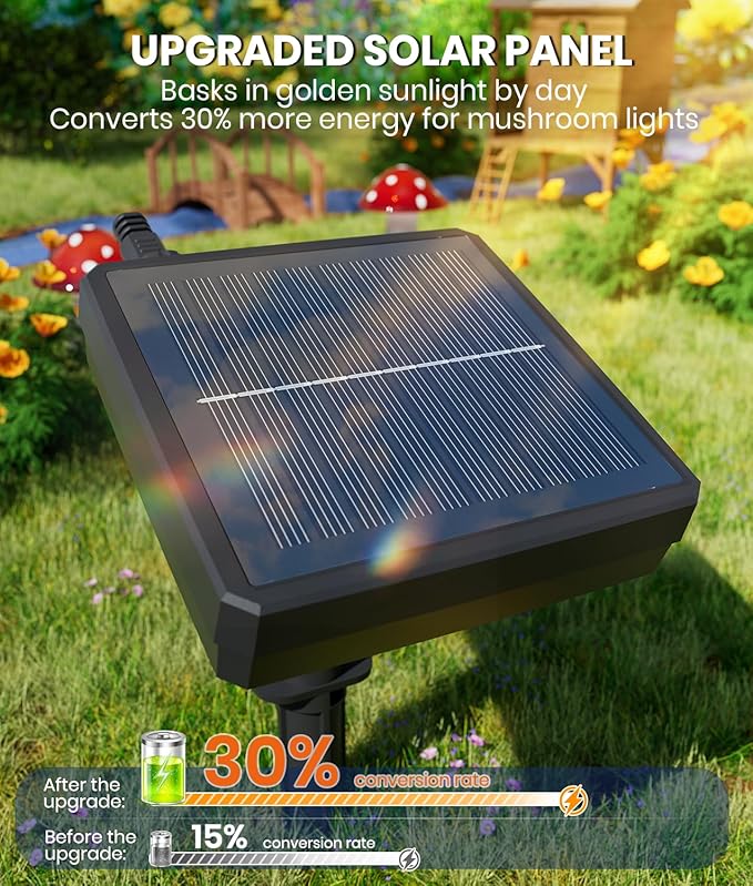 18 Pack Solar Mushroom Lights Outdoor Garden Outdoor Decor 8 Lighting Modes IP65 Waterproof Crystal-Clear Fairy Decoration for Pathway/Yard/Flower Bed/Patio/Landscape/Backyard/Dwarf String 2×30FT