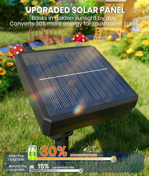18 Pack Solar Mushroom Lights Outdoor Garden Outdoor Decor 8 Lighting Modes IP65 Waterproof Crystal-Clear Fairy Decoration for Pathway/Yard/Flower Bed/Patio/Landscape/Backyard/Dwarf String 2×30FT