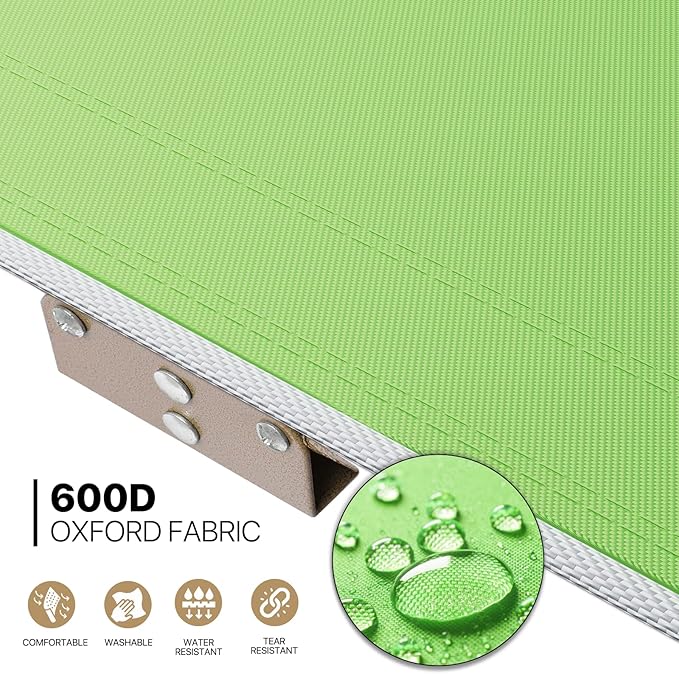 MoNiBloom Folding Sleeping Cot for Adults Easy to Set Up Portable &amp Lightweight Camping Cot for Outdoor Camping Lounging and Elevated Napping Support 360 lbs Green