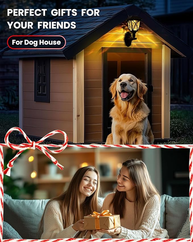 Solar Wall Lantern Outdoor Playhouse Light Waterproof Decorative Solar Powered for Playground Storage Shed Dog House Garden Wall Fence Patio Backyard (2 Pack)