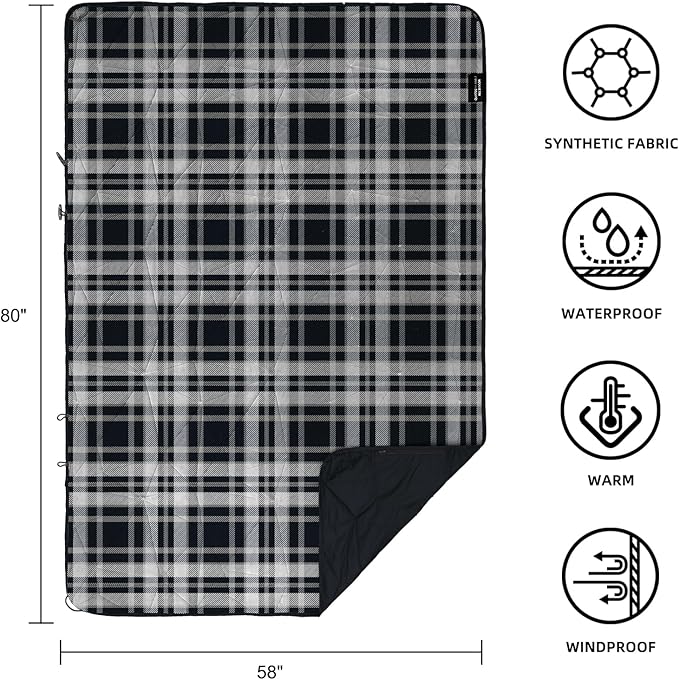 Outdoor Picnic Blankets Waterproof Stadium Blanket for Outdoor Sports Event Camping Concerts Car Pet Picnics 80 x 58