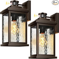 VIANIS Advanced Motion Sensor Light Outdoor 2 Pack Large Bronze Exterior Lighting Fixtures Easy-to-Install Aluminum Waterproof Porch Lights Outdoor with Water Glass for Porch Garden Front Door