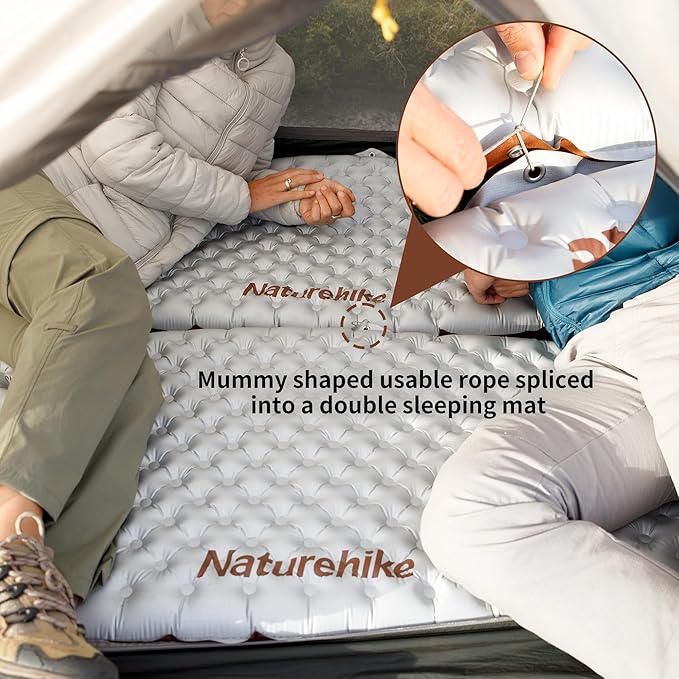 Naturehike Ultralight Insulated Sleeping Pad with R5.8 3.2in Thickened Patchworkable Inflatable Double Sleeping Mat for Camping Hiking Climbing with Inflatable Bag