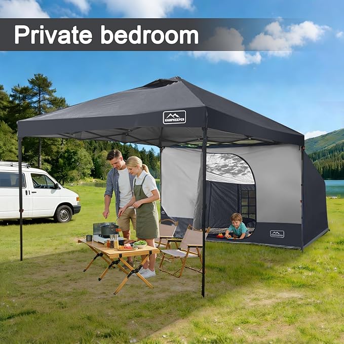KAMPKEEPER Canopy Side Tent Camping Canopy Tent for 10x10 Pop Up Canopies Cube Tents Gazebo Room Compatible with 10' Wide Canopies(Canopy Not Included)