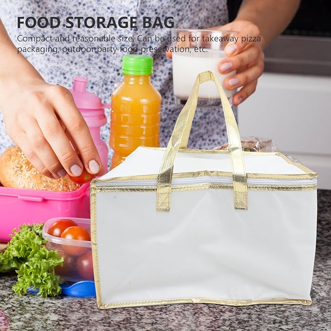Hemoton Food Bag 16.14X16.14X8.66In Insulated Heat Preservation Tote for Takeout Pizza Outdoor Party Portable Food Storage Bag