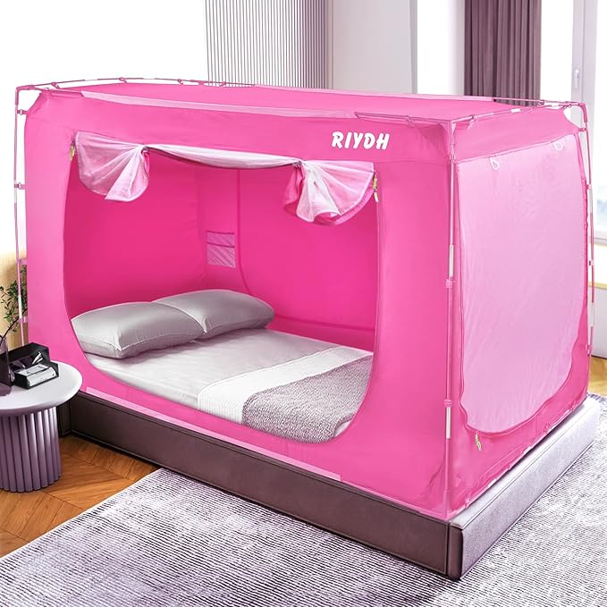 Bed Tent Bed Canopy Full Size Tents for Adult and Kids- Original Design Portable Dream Tent Indoor Sleeping Tents 80% Blackout with 3 Doors Breathable Big Space Tents
