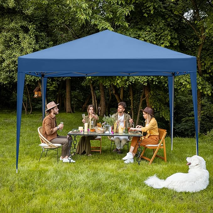 3 x 3m Two Doors &amp Two Windows Practical Waterproof Right-Angle Folding Tent Blue