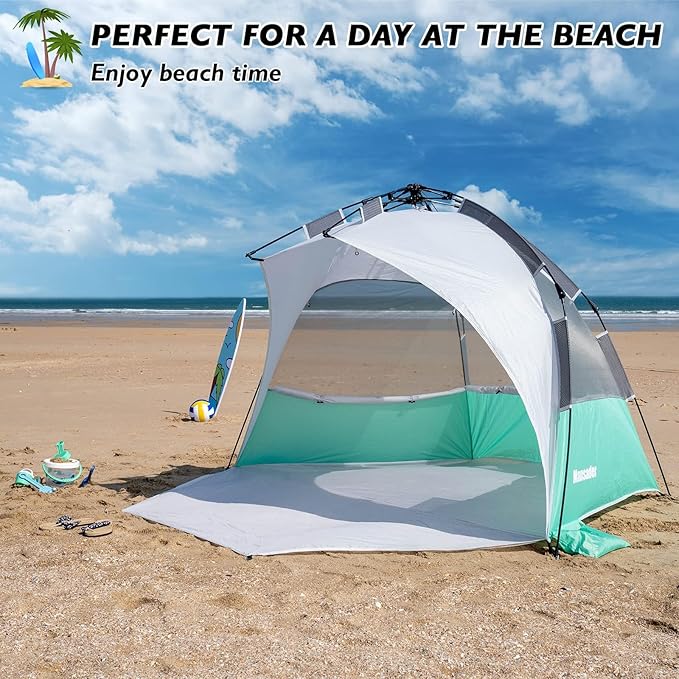 Beach Tent Pop Up Shade Instant Beach Tents Sun Shelter with UPF 50+ UV Protection Lightweight &amp Easy Setup Tent 2-6 Person