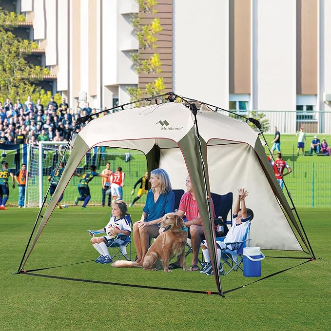 8.2'x8.2' Quick Up Canopy Tent 3 Min Setup Portable Canopy with 1 Sidewall Waterproof UV Protection Outdoor Canopy for Camping Beach Backyard &amp Party-Olive