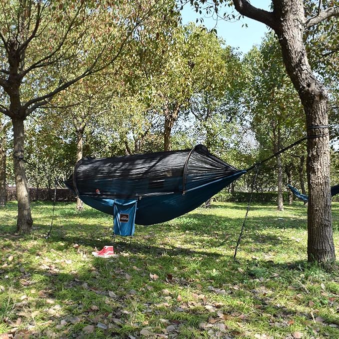 Professional Camping Hammocks with Mosquito Net Lightweight Double for Camping Hiking &amp Backpacking | Includes Two 10 FT Tree Straps 230T Nylon Design