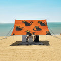 ALAZA Black Cat Orange Background Pattern Beach Tent Sun Shelter UPF50+ Protection Beach Shade Canopy w/ 4 Sandbags for Outdoor Camping Fishing Backyard Fun Picnic 10x9 ft
