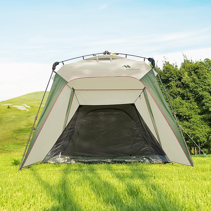 8.2'x8.2' Quick Up Canopy Tent 3 Min Setup Portable Canopy with 1 Sidewall Waterproof UV Protection Outdoor Canopy for Camping Beach Backyard &amp Party-Olive