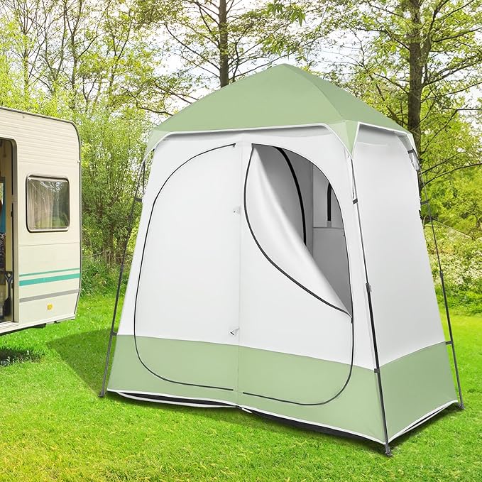 VINGLI 2 Room Shower Tent 7.5 FT Instant Pop Up Shelter with Carrying Bag Privacy Changing Room TentPerfect for Portable Toilet Camping Dressing Outdoor Indoor Easy Set Up