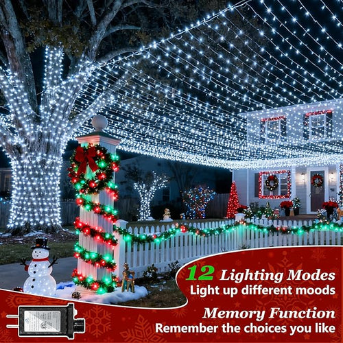 1500 LED Christmas Lights Outdoor with 12 Modes 470FT Green Wire Christmas String Fairy Lights with Timer &amp Dimmable Waterproof Twinkle Tree Lights for House Party Wedding Xmas Decor Cool White