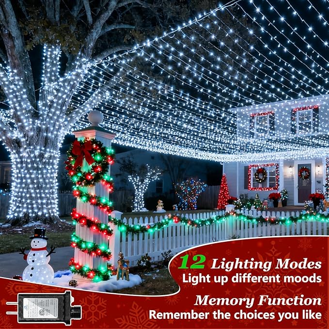 750 LED Christmas String Lights Outdoor 240FT Twinkle Fairy Lights with Timer &amp Memory 12 Modes Dimmable Waterproof Tree Light for House Patio Wedding Party Christmas Decororations Cool White
