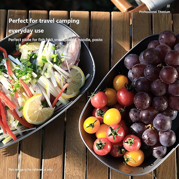 Titanium Plate Camping Picnic Tableware 32.1fl oz Cooking Utensils Extremely Light Dishes Bowl 106g (Ice Flowers)