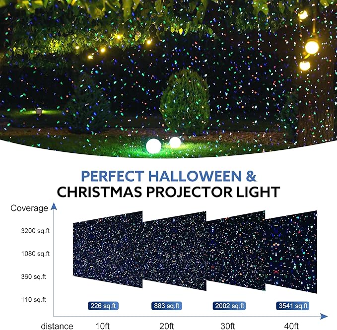 Outdoor RGB Laser Projector Lights Moving 3 Color Starry Sky &amp Firefly Effects Projection Light with RF Control IP65 Outdoor Holiday Landscape Decor for Christmas Halloween Parties Garden New Ye