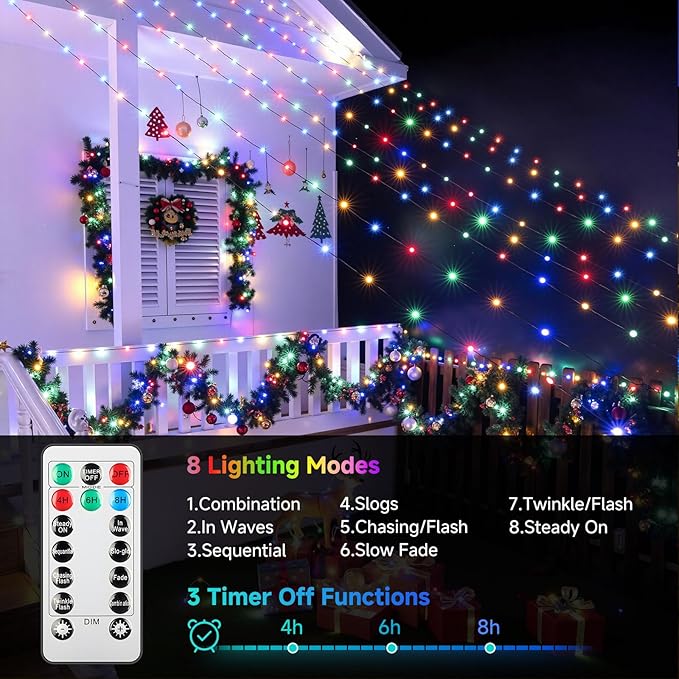 Mlambert 1500 LED Christmas Lights 492FT Outdoor Waterproof Dimmable Fairy Lights with Remote 8 Modes Indoor Lighting for Holiday Décor Multicolor