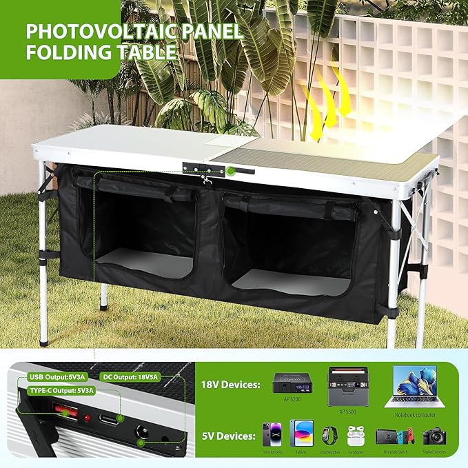 Nice C Camping Table Storage Camping with Solar Panels Camping Kitchen Station Outdoor Folding Table &amp Organizers
