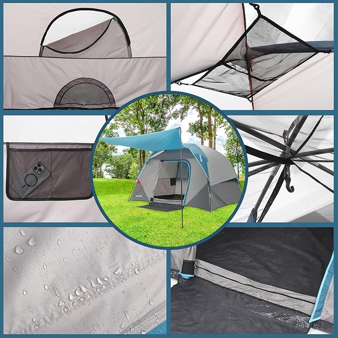 Camping Tent Tent for Camping Easy Set up Camping Tent for 4 Person Outdoor Traveling Light Blue