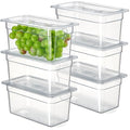 CURTA 6-Pack 1/3 Size 6 Deep NSF Polycarbonate Food Pans with Handled Lids &amp Drain Trays | Dishwasher &amp Freezer Safe Clear Container for Prep Tables Buffet Salad Bar Commercial &amp Home