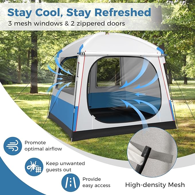 Tangkula 5 Person Camping Tent Portable Backpacking Tent with Removable Rainfly Floor Mat 3 Mesh Walls &amp Zippered Doors Carrying Bag Family Dome Tent for Camping Hiking Traveling Picnic