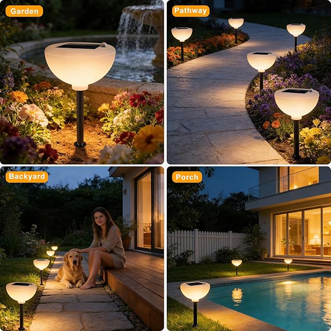 Lightdot Solar Pathway Lights Outdoor Bright Solar Powered Garden Lights Dusk to Dawn Auto On/Off IP65 Waterproof Decor Landscape Lighting for Yard/Lawn/Walkway/Driveway-2Pack