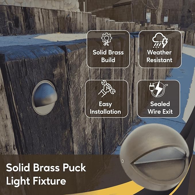 Ironsmith Lighting Products Solid Brass Puck Light Fixture - Oil Rubbed Bronze Finish Efficient 12 Volt 2 Watt LED Light Bulb Halogen and LED Lamp Compatible - Outdoor Landscape Lighting