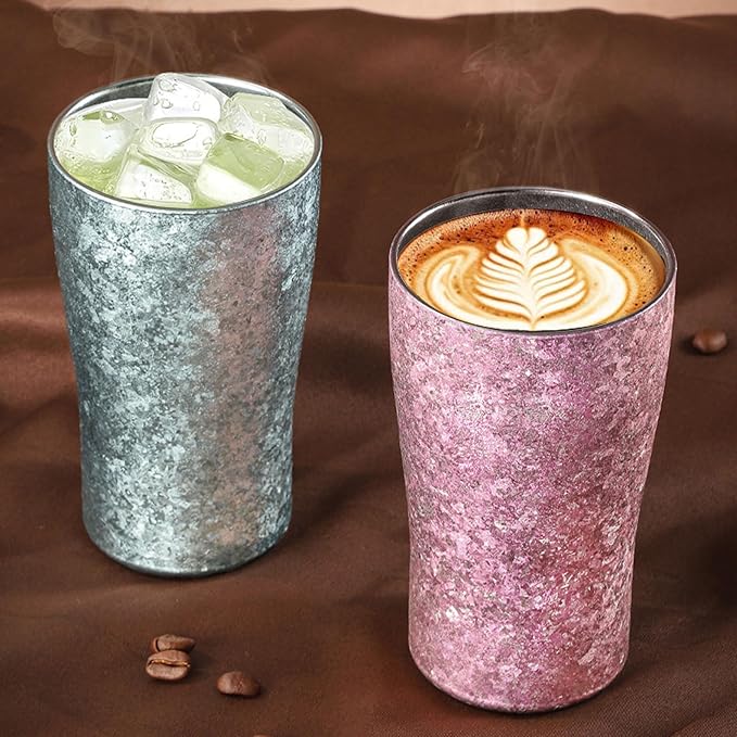 300ml Titanium Cup Double Wall Beer Mug Ultralight Druable Drinkware for Outdoor Camping Multiple Colors Gift for Beer Lovers for Men Women Dishwasher Safe RT155D (Rose red)