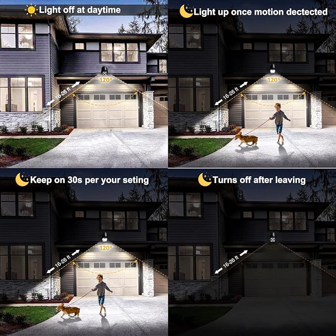 Battery Operated Motion Outdoor Waterproof Lights 800 Lumen Ultra Bright Battery Powered Night Activation Security Spotlight for Porch Trash Can Stairs Garage (2 Pack)