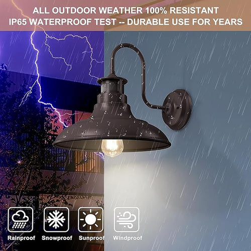 2 Pack Farmhouse Gooseneck Wall Sconce Barn LightsMotion Sensor and Dusk to Dawn Outdoor Wall Mount Lighting Fixtures3 Modes Exterior Porch Light IP65 Waterproof E26 Matte Brown Wall Lamp for Patio