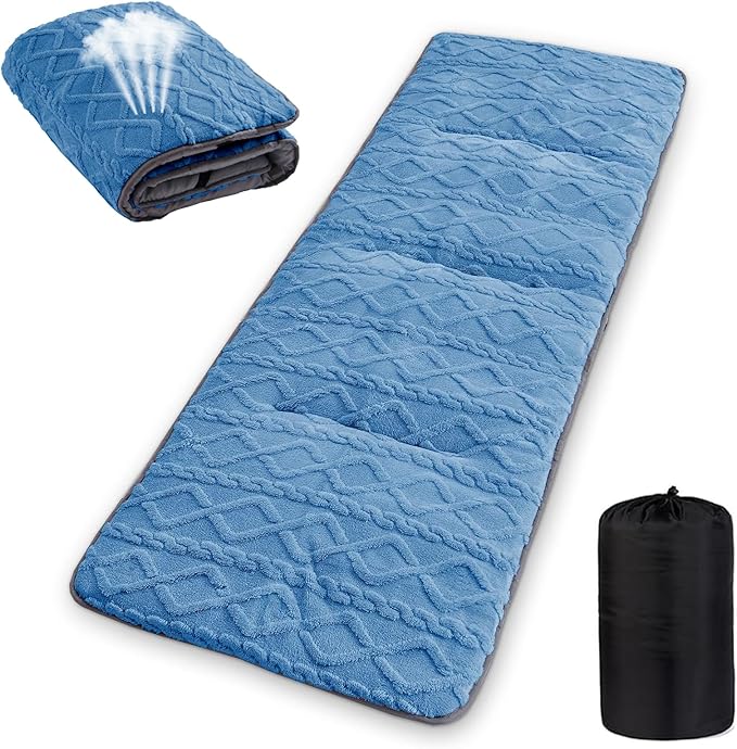 Folding Camping Cot Pad - Portable &amp Comfortable Outdoor Sleeping Mat with Elastic Strap Lightweight Waterproof Bottom Mattress Pad