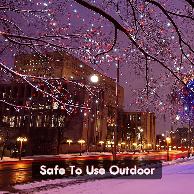 Connectable 240LED 88Ft 13Modes Christmas String Lights Outdoor Indoor | Extendable Green Wire Red &amp White Christmas Tree Lights with Timer | Twinkle Fairy Light Plug in for Xmas Tree (Red &amp W