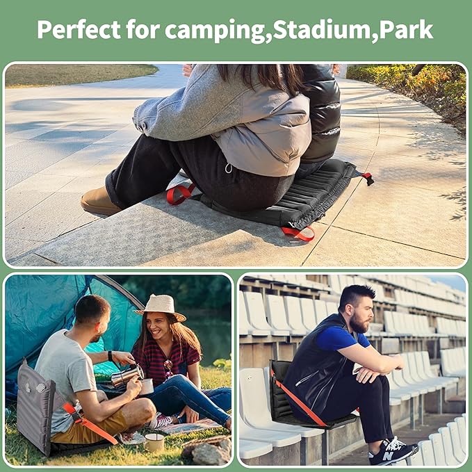 EULANT Lightweight Inflatable Folding Seats for Camping Chair with Back Support and Adjustable StrapsFoldable Bleacher Chairsfor Camping Hiking Sporting Events and Park