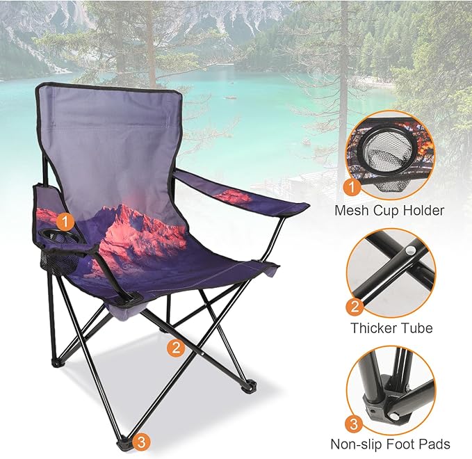Northroad Camping Chair Portable Camp Chair Folding Lawn Chair with Cup Holder for Outdoor Camping Hiking Travel Patio Beach Picnics