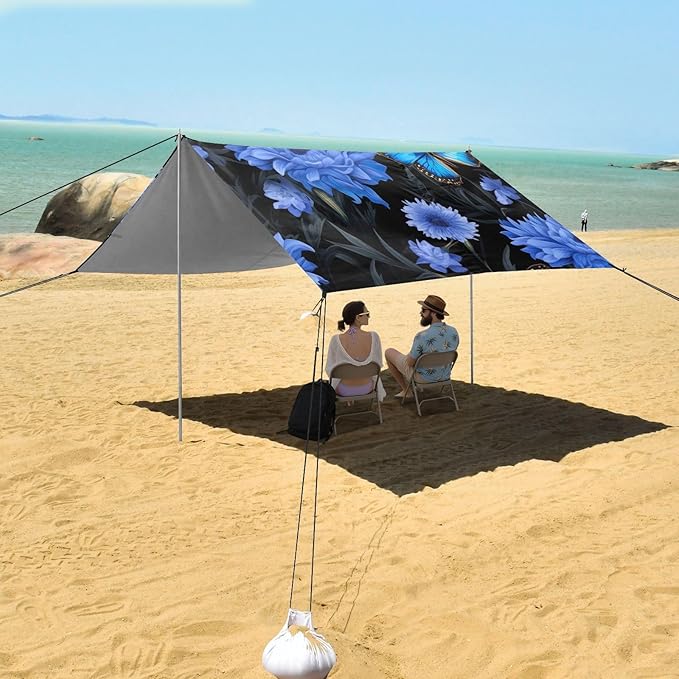 Butterfly Flowers FloralCamping Sun Shelters 9.2 x 10.5 FT Beach Canopy Tent Sun Shade with Carrying Bag for Camping Trips Fishing Backyard Fun or Picnics 21341697