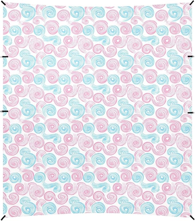 ALAZA Swirl Pink &amp Blue Beach Tent Sun Shelter UPF50+ Protection Beach Shade Canopy w/ 4 Sandbags for Outdoor Camping Fishing Backyard Fun Picnic 10x9 ft