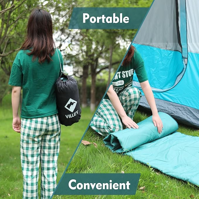 VILLEY Picnic Blanket 3-Layer Camping Blanket 52x75 Machine Washable Water Repellent and Sandproof Packable and Portable for Camping Travel Park Beach and Indoor Use