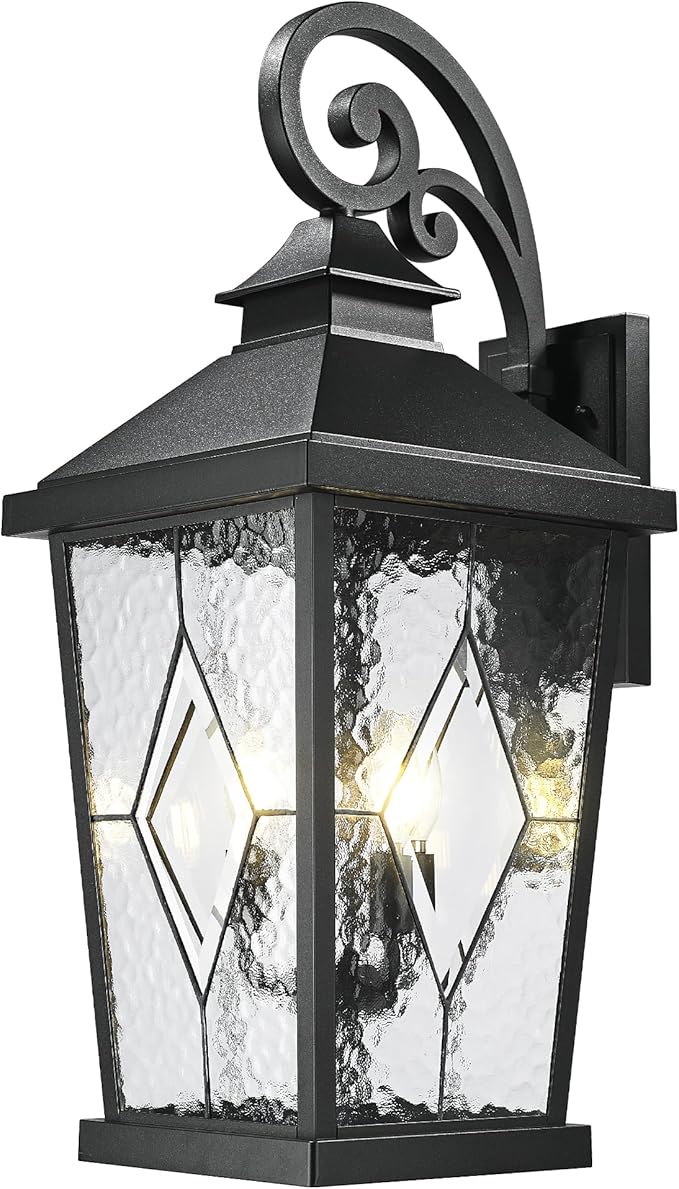 Emliviar Outdoor Light Fixture for Porch 27-Inch Extra Large Exterior Porch Lantern Light Waterproof Aluminum Outdoor Wall Sconce in Black Finish WE301BL-SD BK