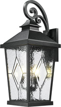 Emliviar Outdoor Light Fixture for Porch 27-Inch Extra Large Exterior Porch Lantern Light Waterproof Aluminum Outdoor Wall Sconce in Black Finish WE301BL-SD BK