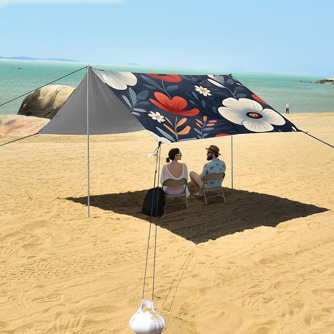 Beach Tent Sun Shelter Flowers in The Wind Lightweight &amp Easy Setup Beach Shade Canopy for Camping Fishing
