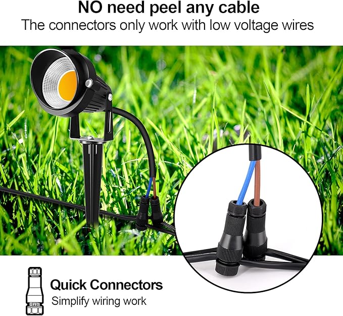 ZUCKEO 10W Low Voltage Landscape Lights LED Landscape Lighting with Connectors 12V Outdoor Spotlights Yard Garden Pathway Lights 1000LM Waterproof Warm White Light (14 Pack)