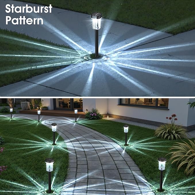 Outdoor Solar Lights for Yard 8 Pack Solar Pathway Lights Waterproof 6000K Cold White LED Landscape Lighting for Garden Outside Landscape Lawn Driveway Walkway Path Patio