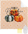 Beach Blanket Waterproof Sandproof Orange Pumpkin Fall Thanksgiving Abstract Geometric Quick Drying Beach Mat with 4 Stakes Autumn Farm Harvest Lightweight Picnic Blanket for Travel 108x84
