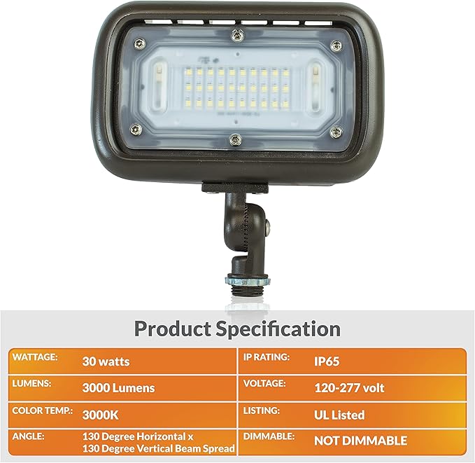 Newhouse Lighting WW30BRZ 30-Watt Outdoor LED Wall Wash Flood Light Weatherproof Bronze