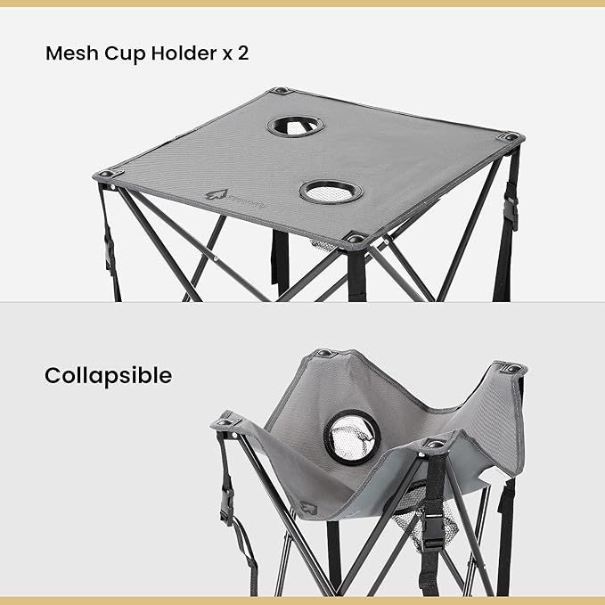 ARROWHEAD OUTDOOR 26” (66cm) Portable Camping Folding Table 2 Cup Holders Square Carrying Case Steel Frame High-Grade 600D Canvas