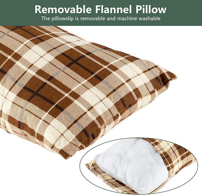 BISINNA Flannel XXL Sleeping bag (90.55x39.37) Wearable Sleeping Bag for Alults 3 Season with Pillow Compressdin Sack for Hiking Camping Backpacking Outdoor