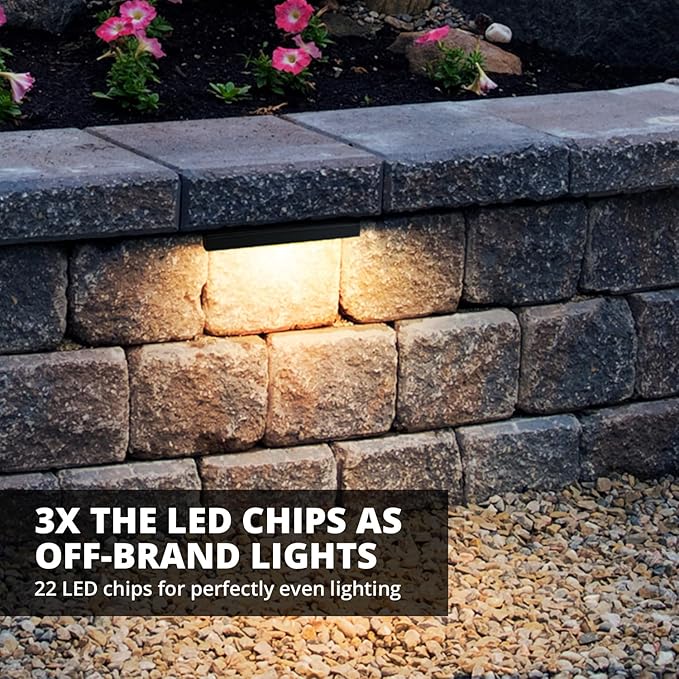 20-Pack GKOLED Hardscape Light Paver Wall Light 6.8 Inches Long Integrated 4W 2700K LED Light Source LED Step Light Solid Powder Coated Die-cast Aluminum Housing Low Voltage 12V AC/DC UL Listed